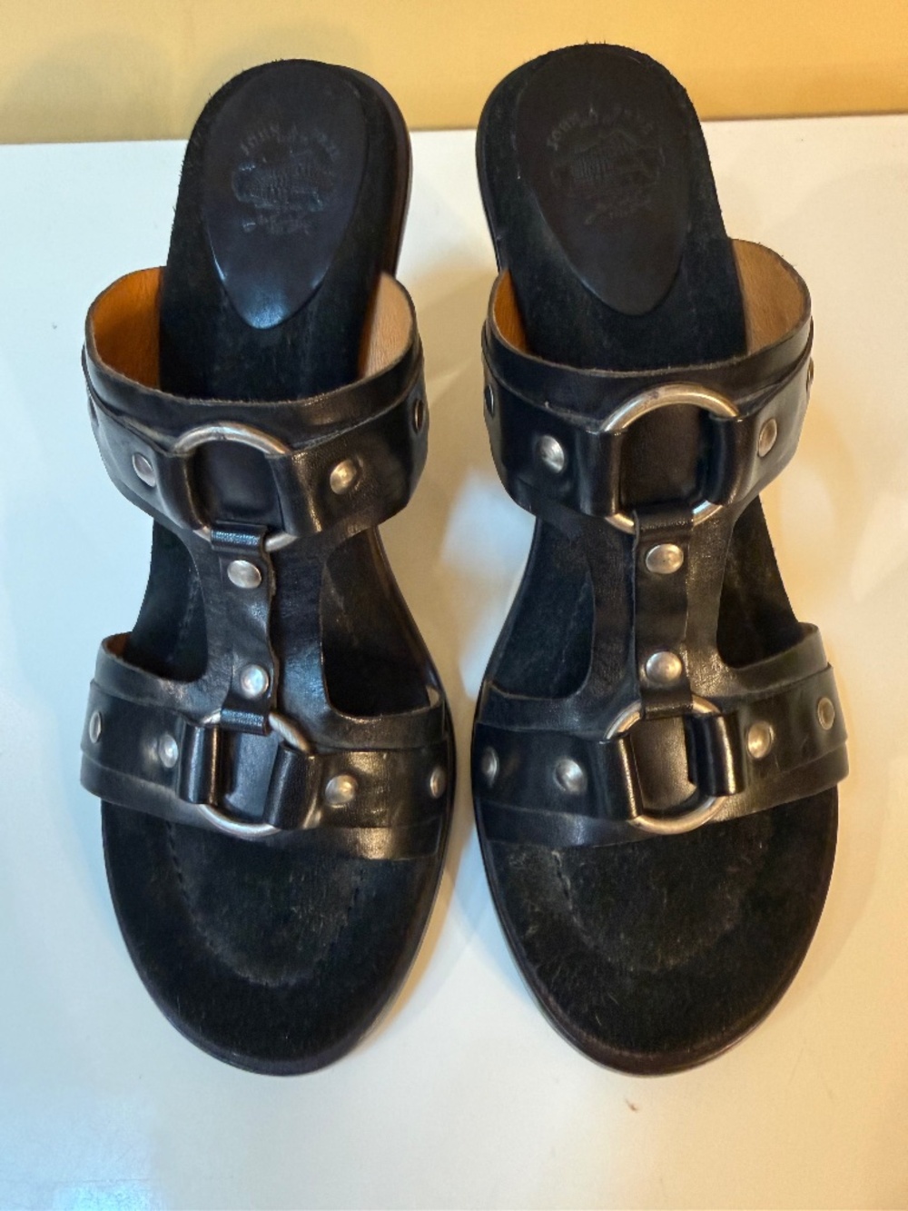 FRYE ELVIRA BLACK STUDDED HIGH HEEL SANDALS